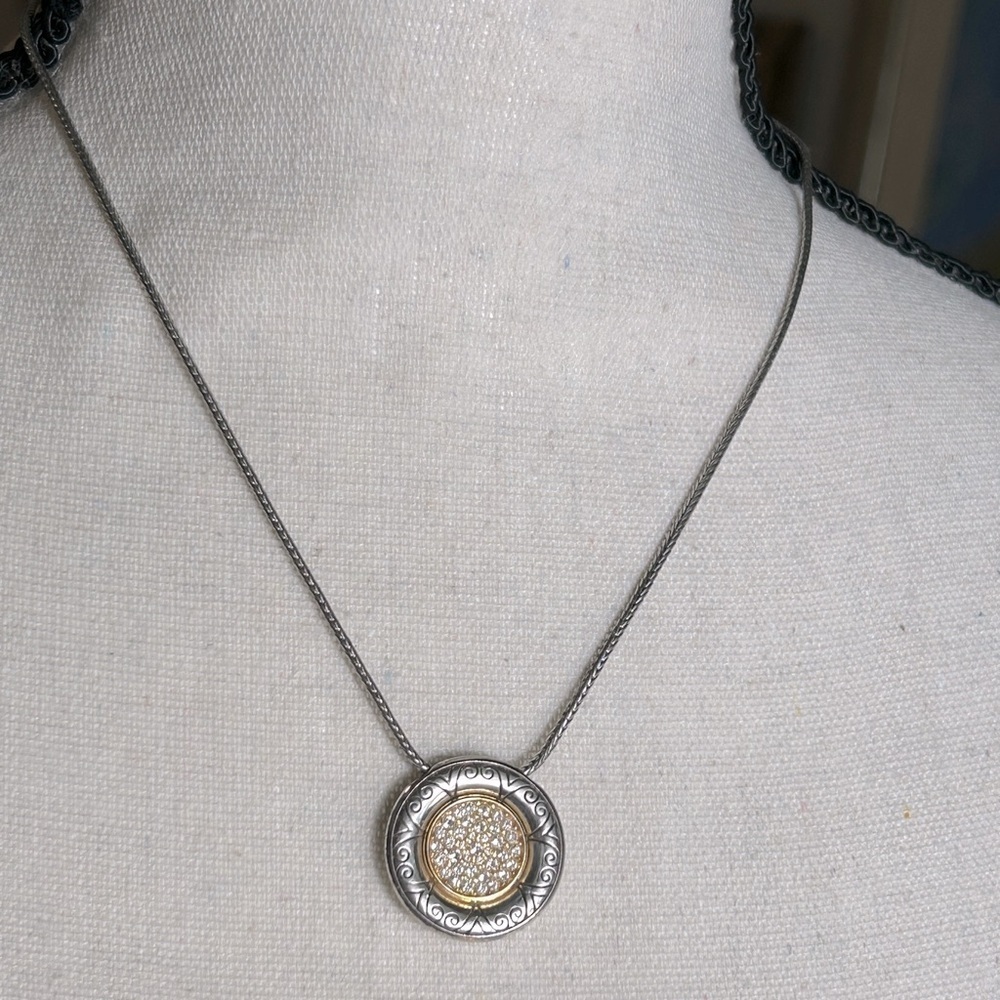 Brighton Sun Drop Necklace Two-tone Silver Plated Crystals 19"